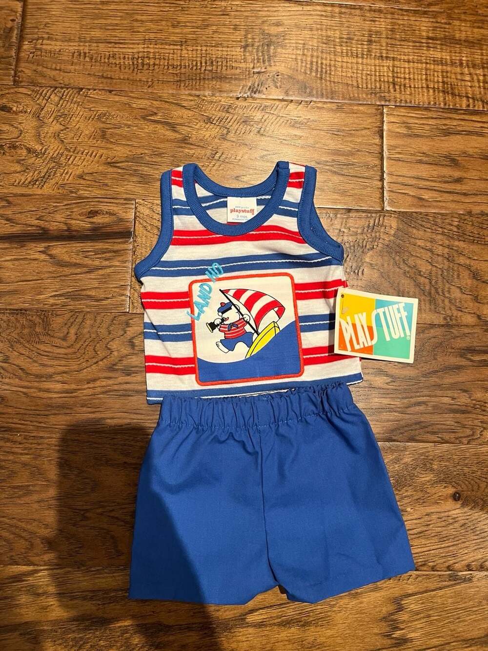 Vintage Playstuff Land Ho! Sailor Bear Striped Tank Top and Shorts 2-Piece Set 9